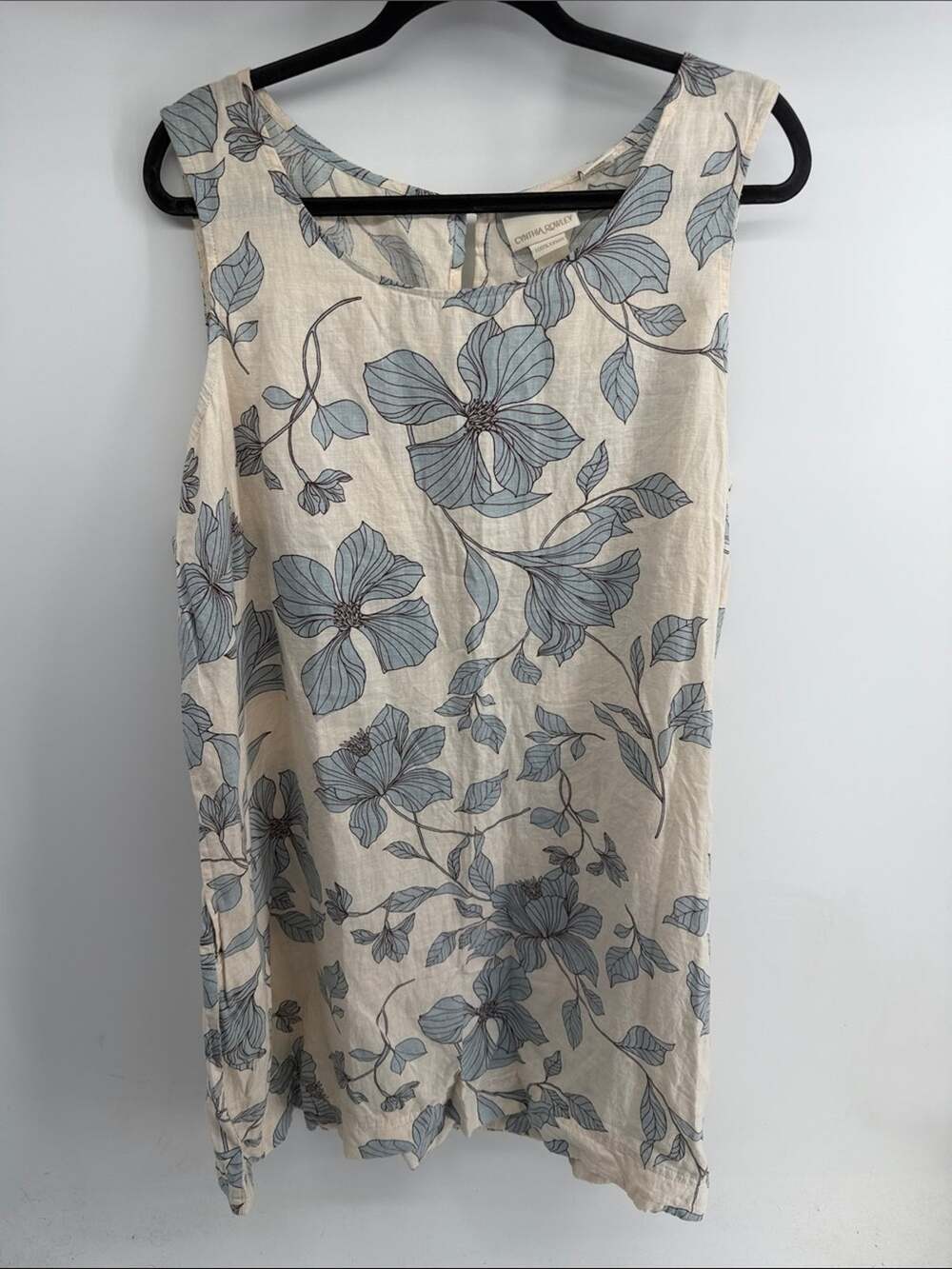 Cynthia Rowley 100% linen floral print sleeveless shell tank dress sz 2X